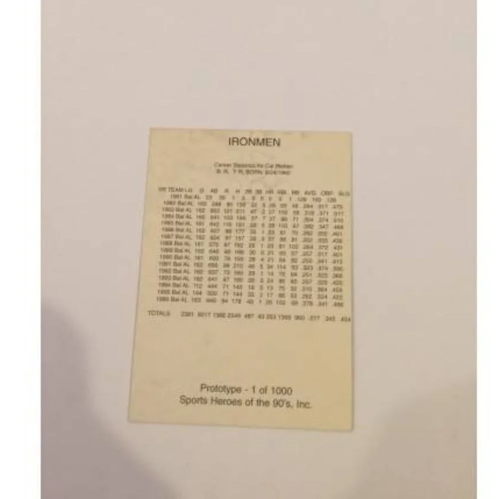 Sports Heroes Of The 90's Ironmen Prototype Cal Ripken Jr Lou Gehrig (053)